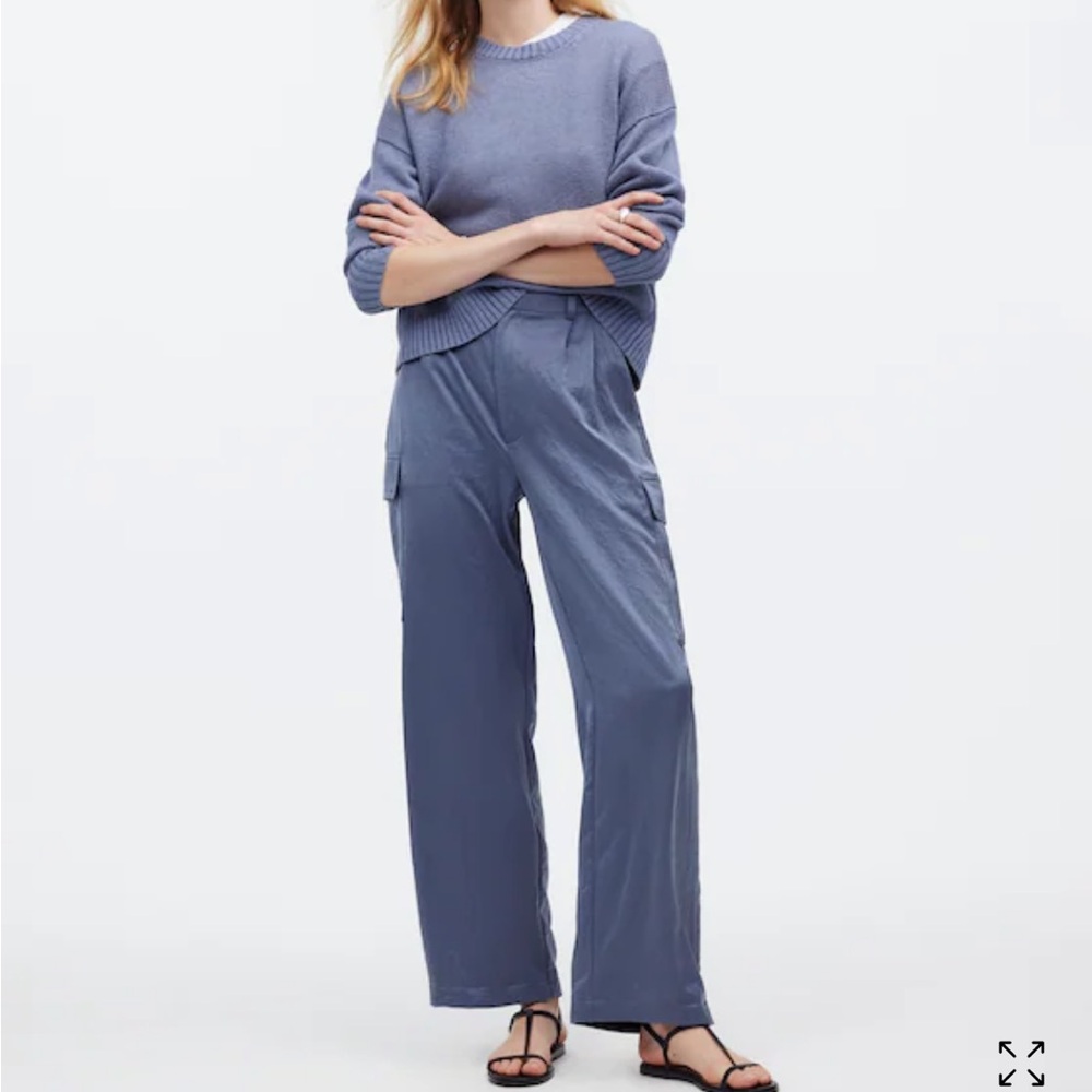 Madewell High-Rise Straight Cargo Trousers in Satin Indigo Size Small 4